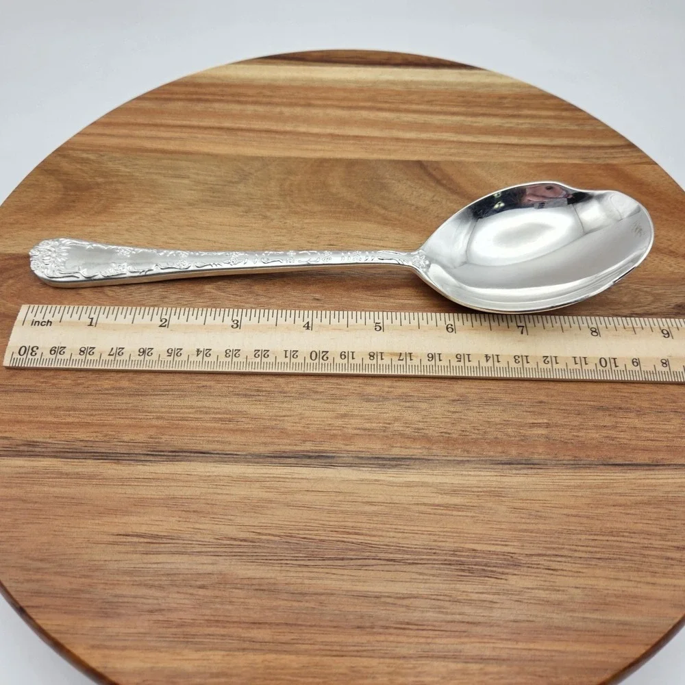 WM. Rogers & Son Enchanted Rose Silverplate Flatware Meat Fork & Serving‎ Spoon